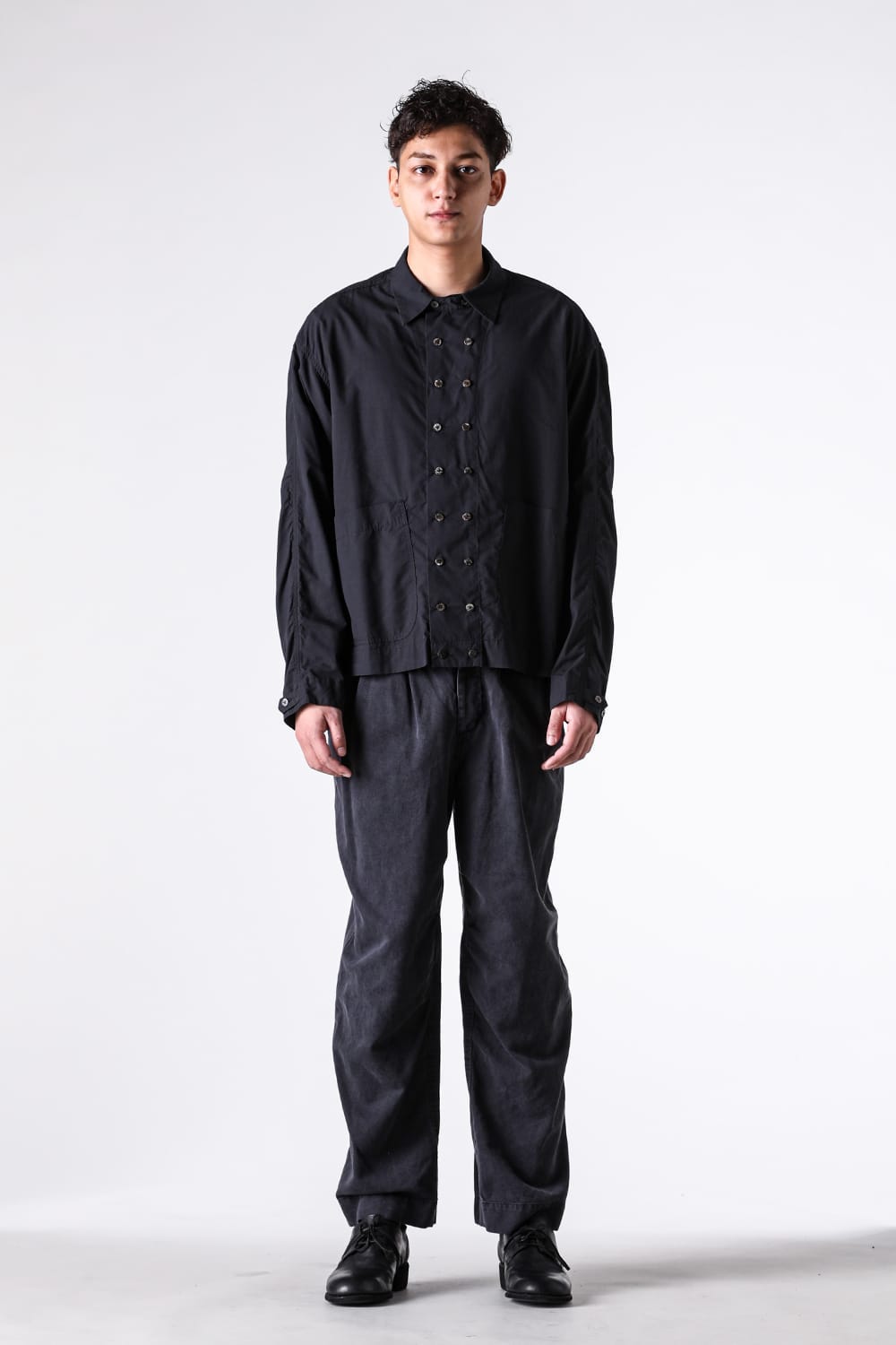 Styling 1: Combination image of Typewriter Shirt (WHITE) and wide pants
