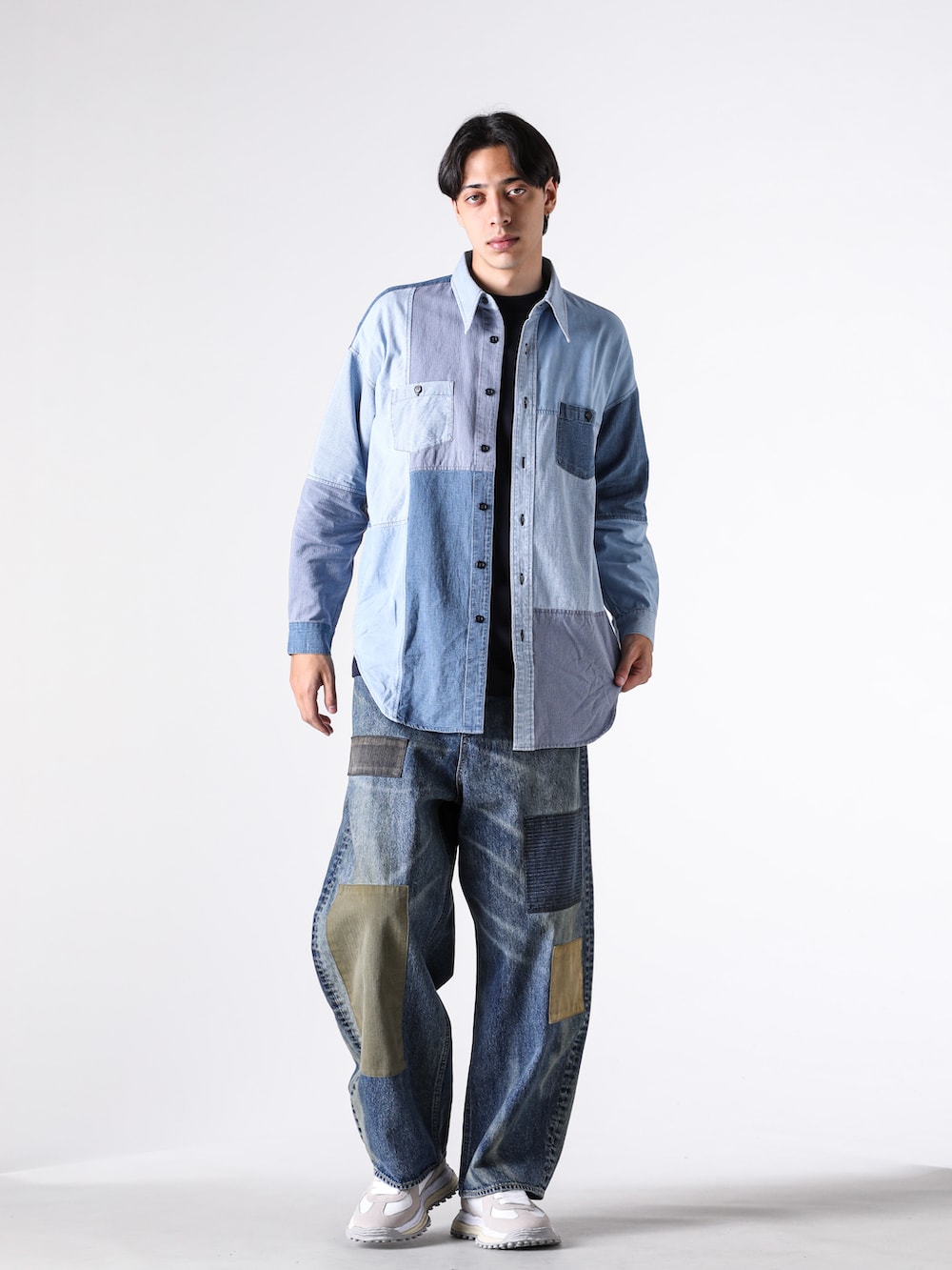 FDMTL ワイドデニム CS137 スタイリング2 全身正面画像