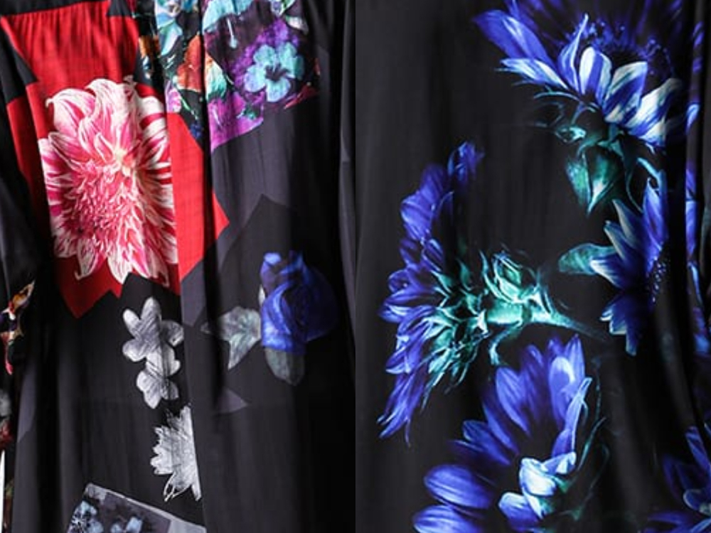 Image of the delicate colors of Ground Y's Kyoto inkjet print