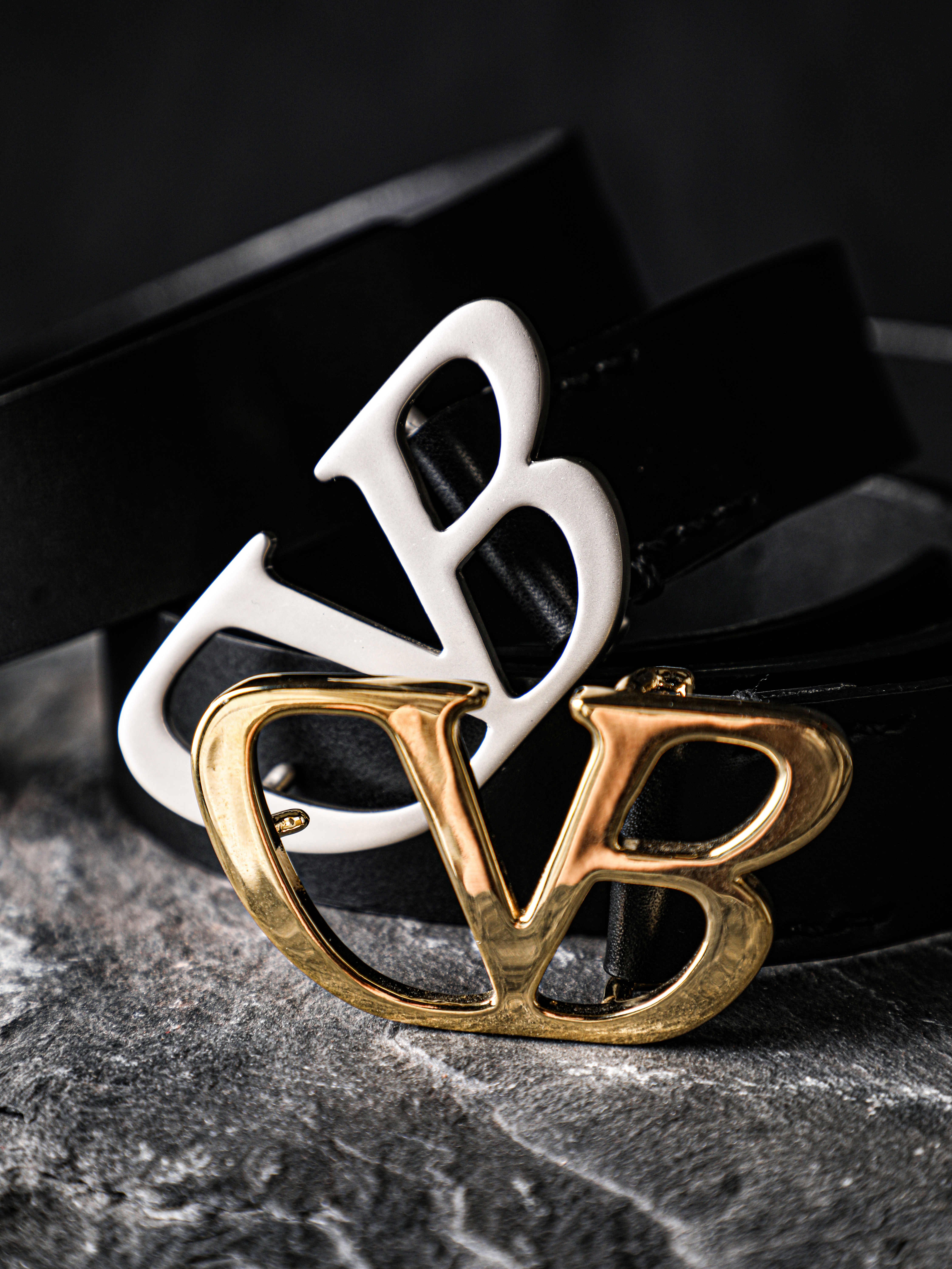 Close-up image of the custom buckle on the doublet DB Hook Buckle Belt