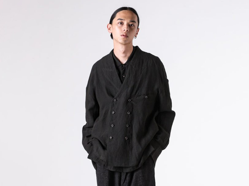 Double-Breasted Shirt Jacket - Blackの全体画像