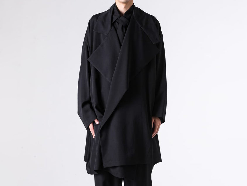 Yohji Yamamoto 26AW Draped Wool Gabardine Coat -FASCINATE