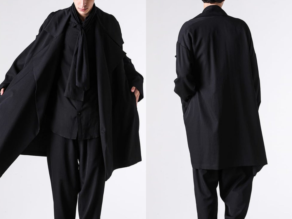 Yohji Yamamoto 26AW Draped Wool Gabardine Coat -FASCINATE