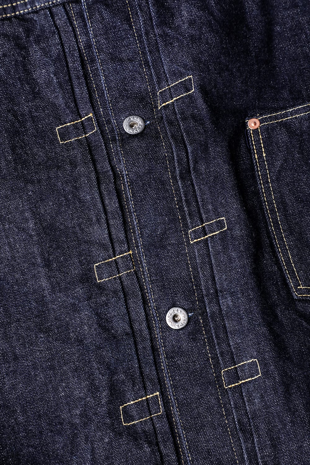 TCB Late S40's Jacketの大きさと傾きが異なるボックスステッチ