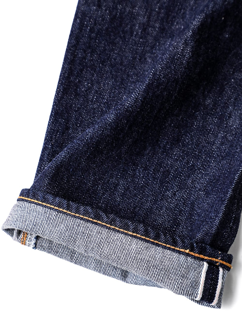 Slim50sTの濃紺の裾を返した耳と縫い目