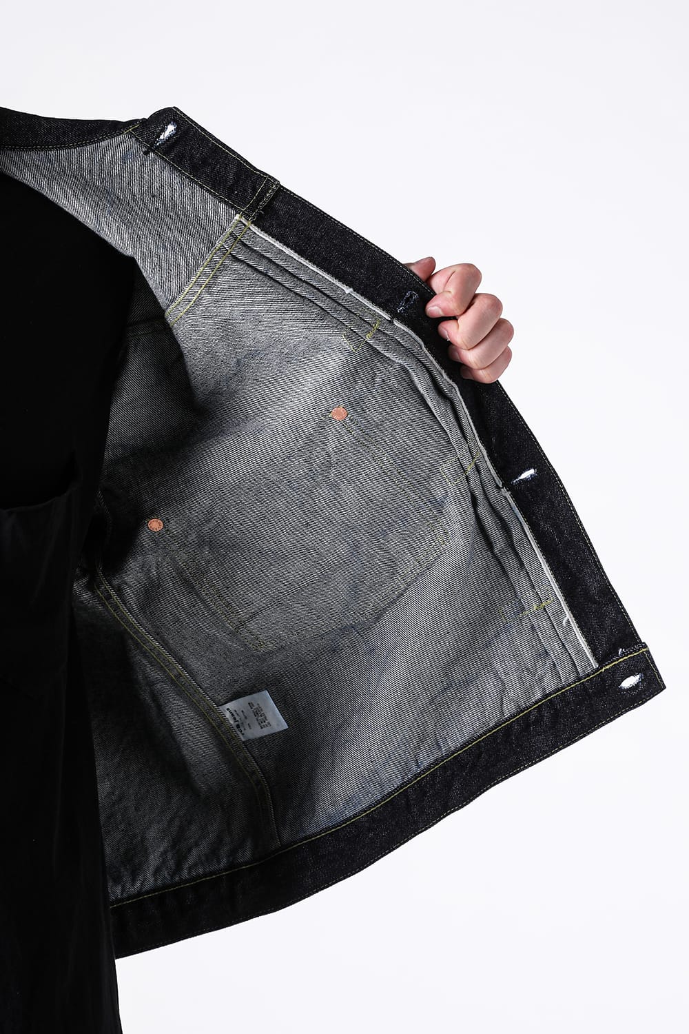 TCB New S40's Jacketを開いた身頃の裏と縫い代