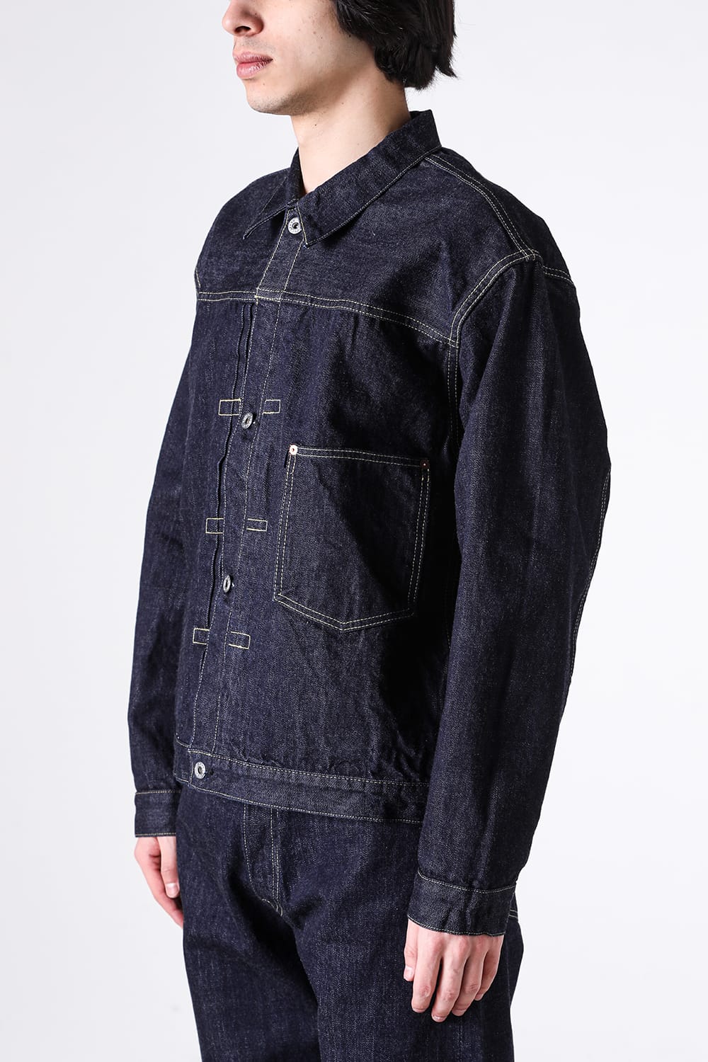 TCB Late S40's Jacketの前を留めた時の胸まわりと肩