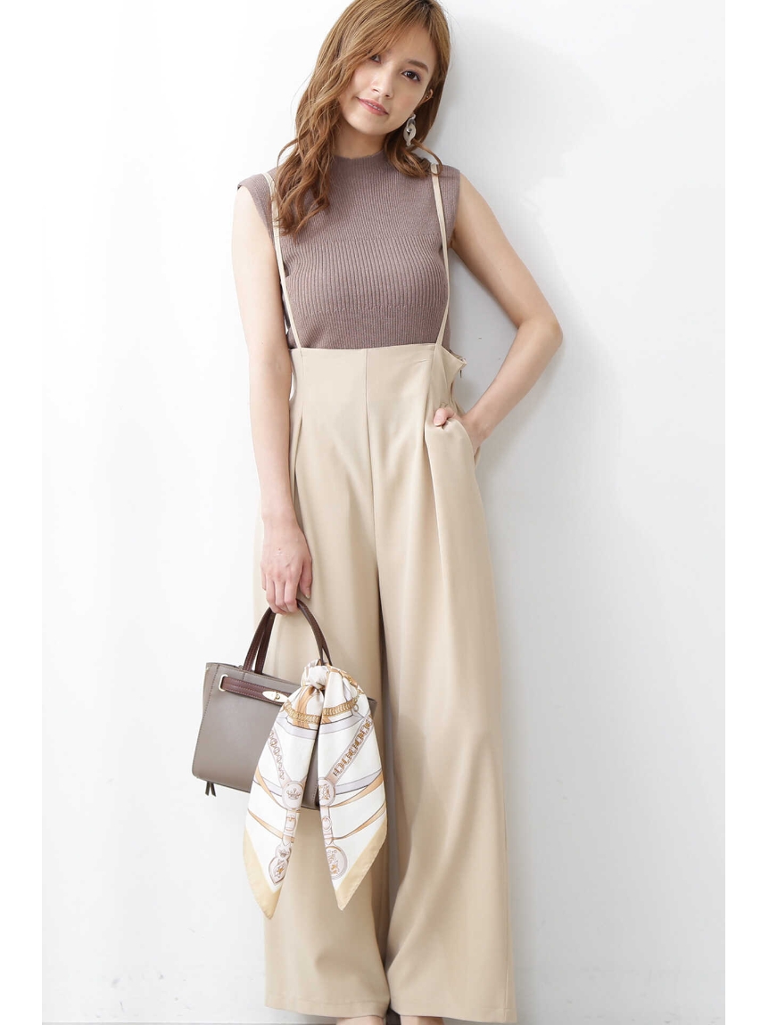 プロポーションボディドレッシング(PROPORTION BODY DRESSING)のサスペンダー付ハイウエストワイドパンツ サロペット・オーバーオール
