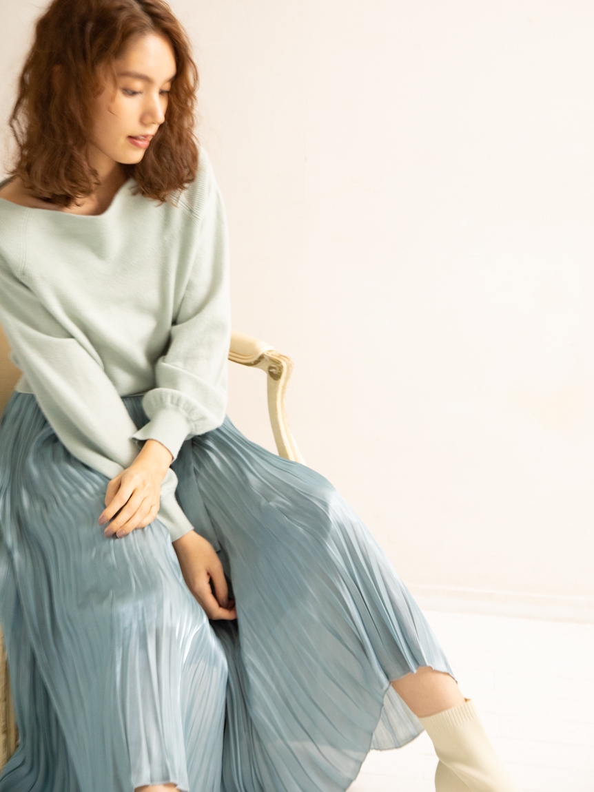 フレイ アイディー(FRAY I.D)のシアーメタリックプリーツスカート 膝丈スカート