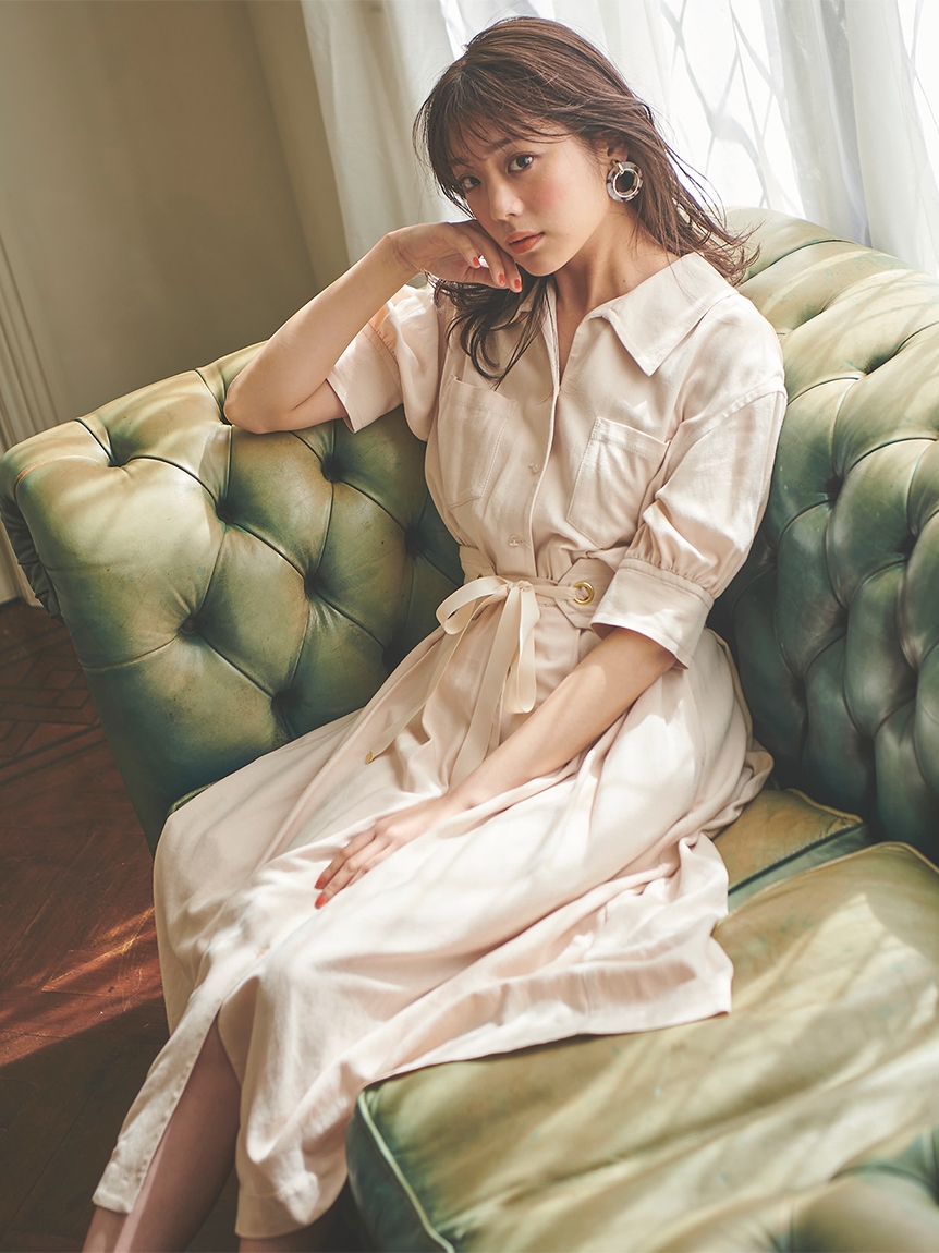 トランテアン ソン ドゥ モード(31 Sons de mode)の【ワンピース】ベルト付シャツワンピース シャツワンピース