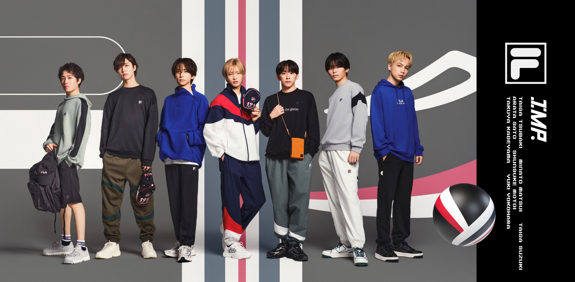 「IMP.」が着用するFILA 2025 Autumn Collection