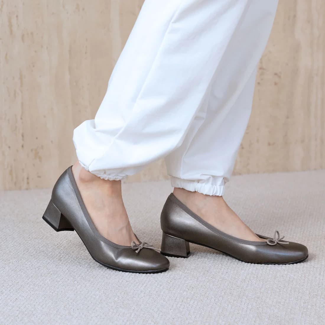 晴雨兼用リボンローヒールレインパンプス