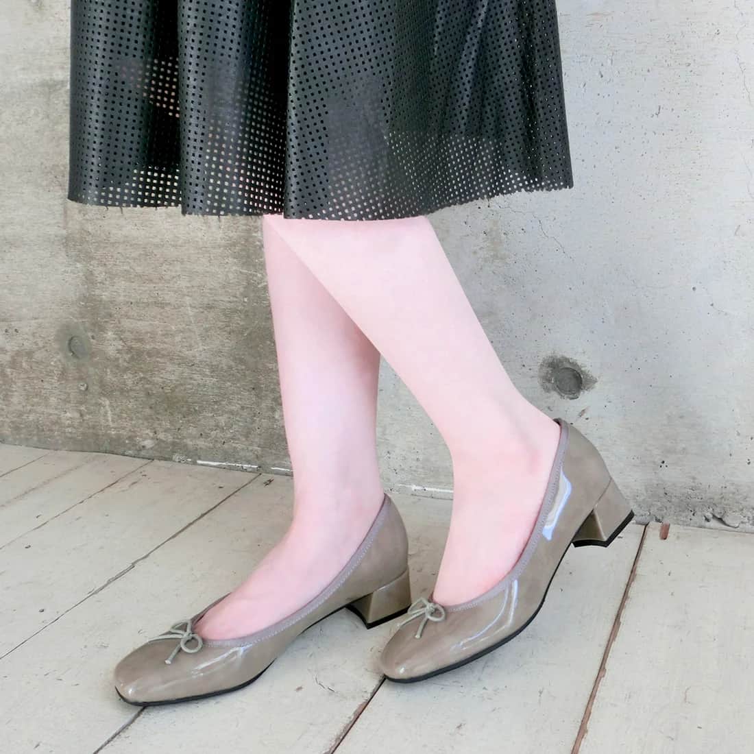 晴雨兼用リボンローヒールレインパンプス