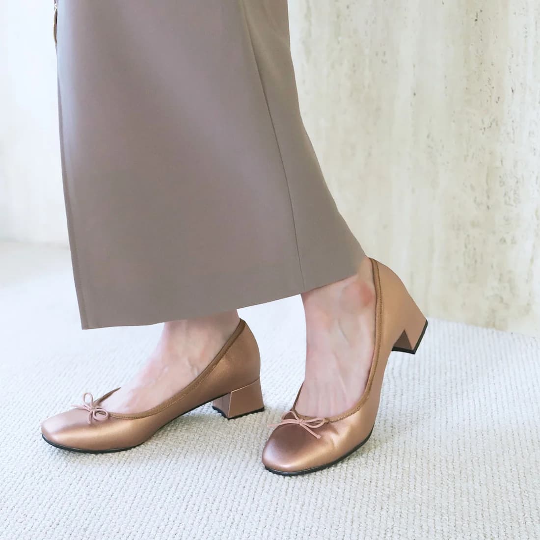 晴雨兼用リボンローヒールレインパンプス