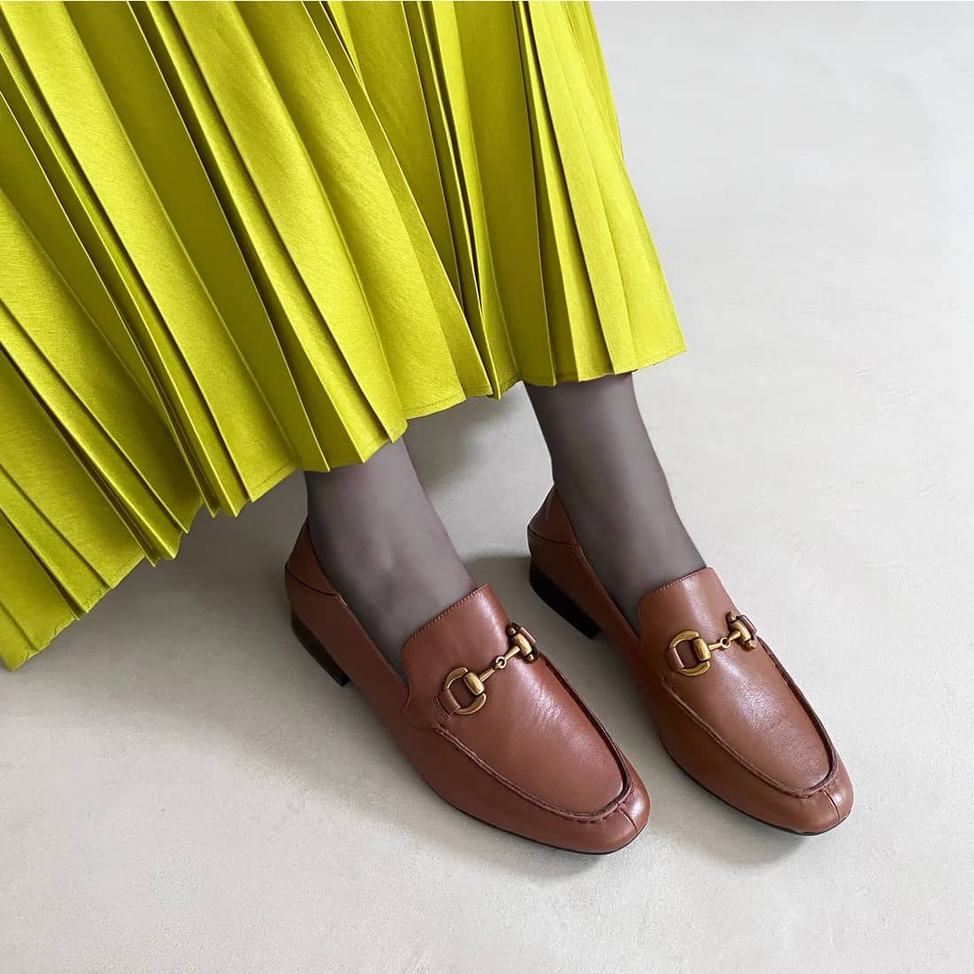 本革ビットローファーバブーシュ（ブラウン）