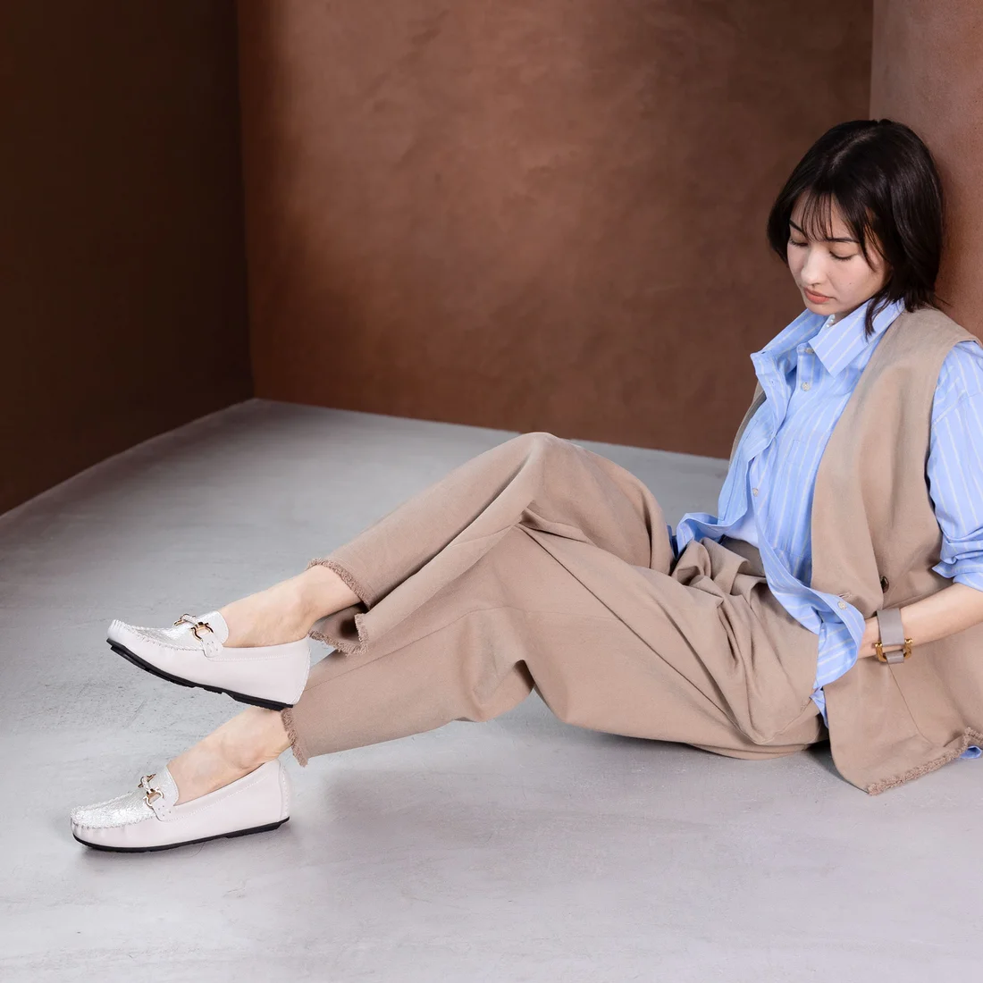 ソフトビットモカシンフラットシューズ