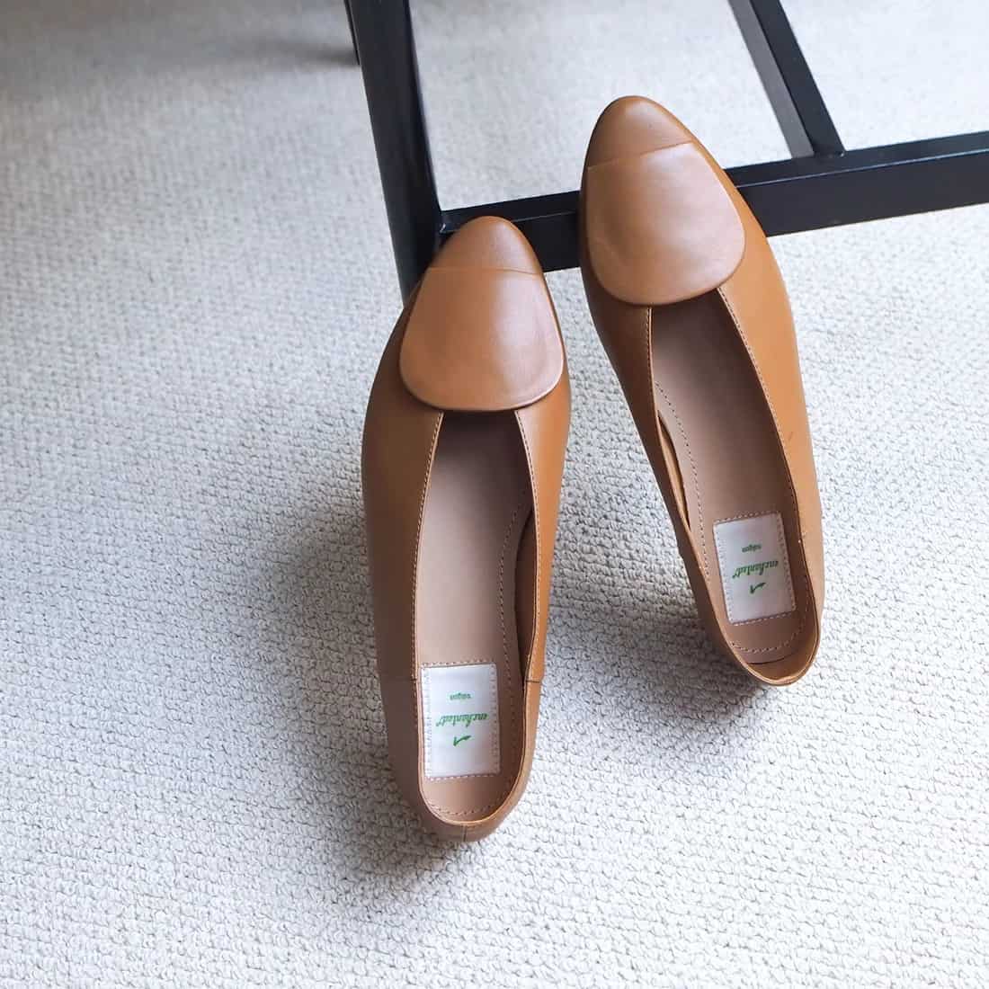 本革ソフトレザーアクセントバブーシュ