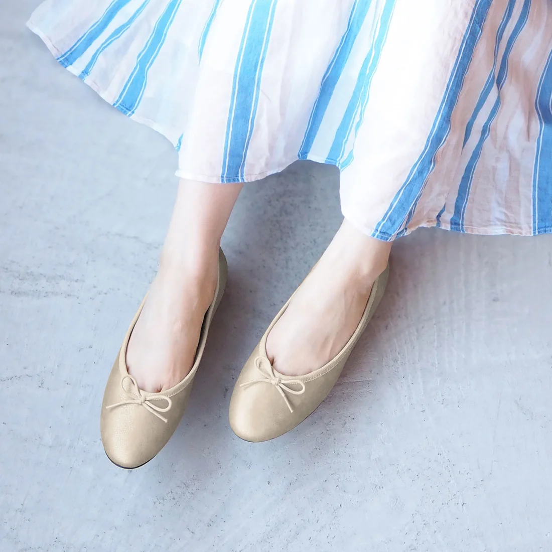 晴雨兼用ラウンドトゥバレリーナシューズ