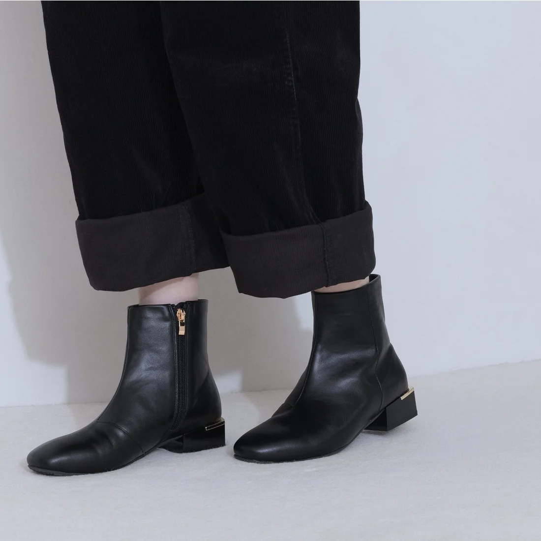 エンチャンテッドenchanted晴雨兼用アクセントヒールサイドジップショートブーツ