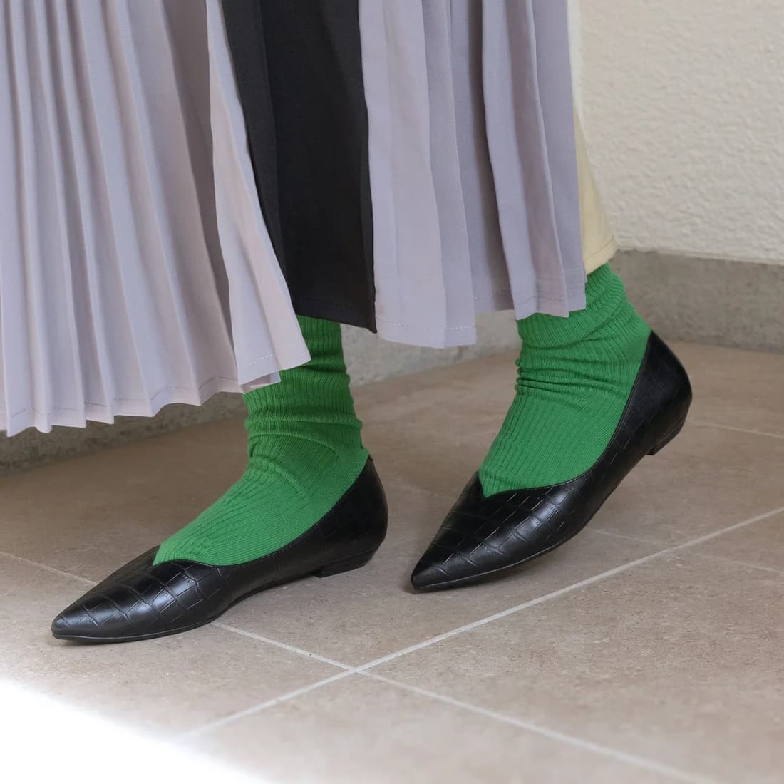 エンチャンテッドenchanted晴雨兼用Vカットポインテッドフラットシューズ