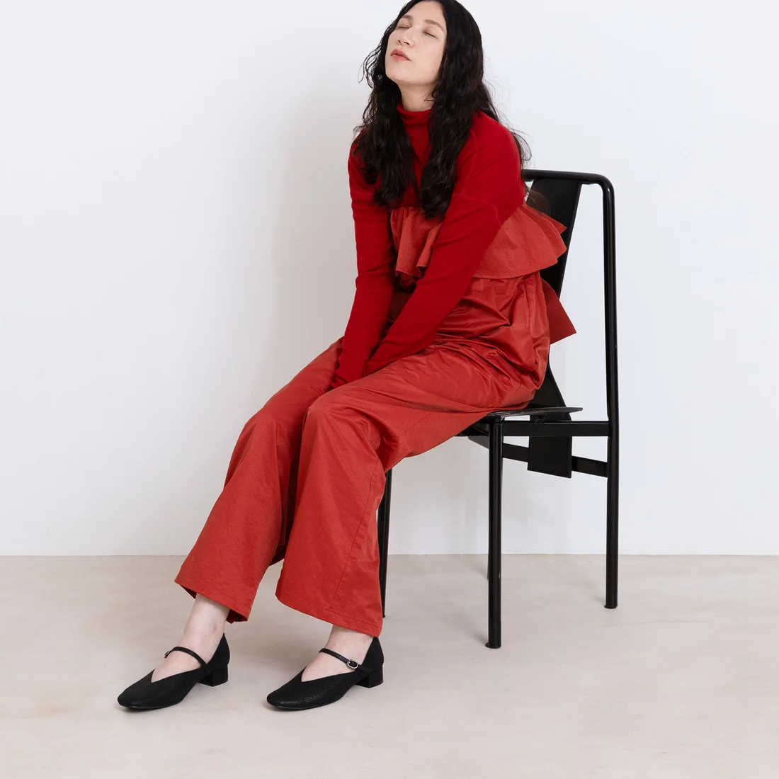 エンチャンテッドenchanted本革Vカットスクエアメリージェーンパンプス