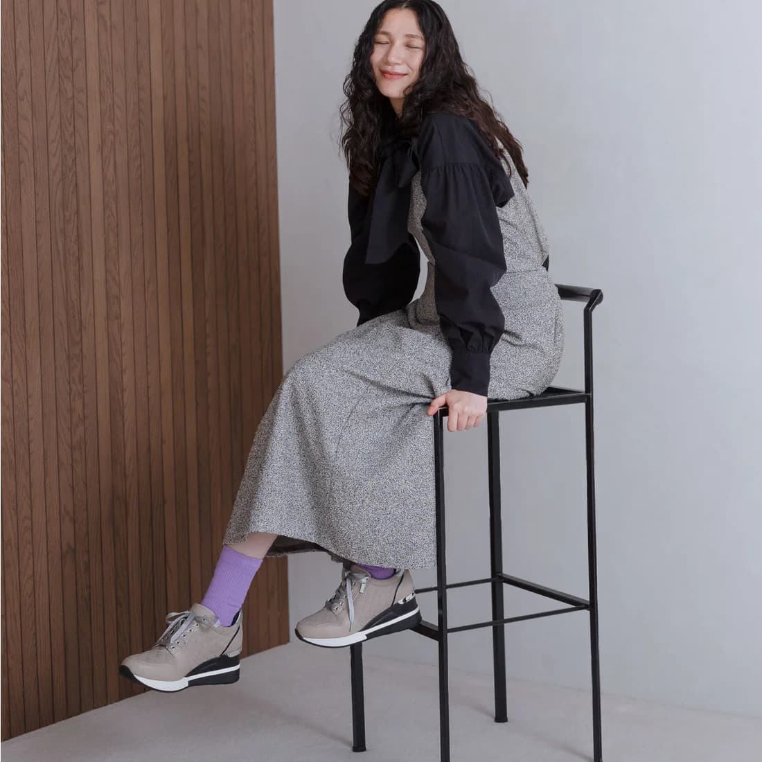 エンチャンテッドenchantedキルティングレースアップウェッジスニーカー