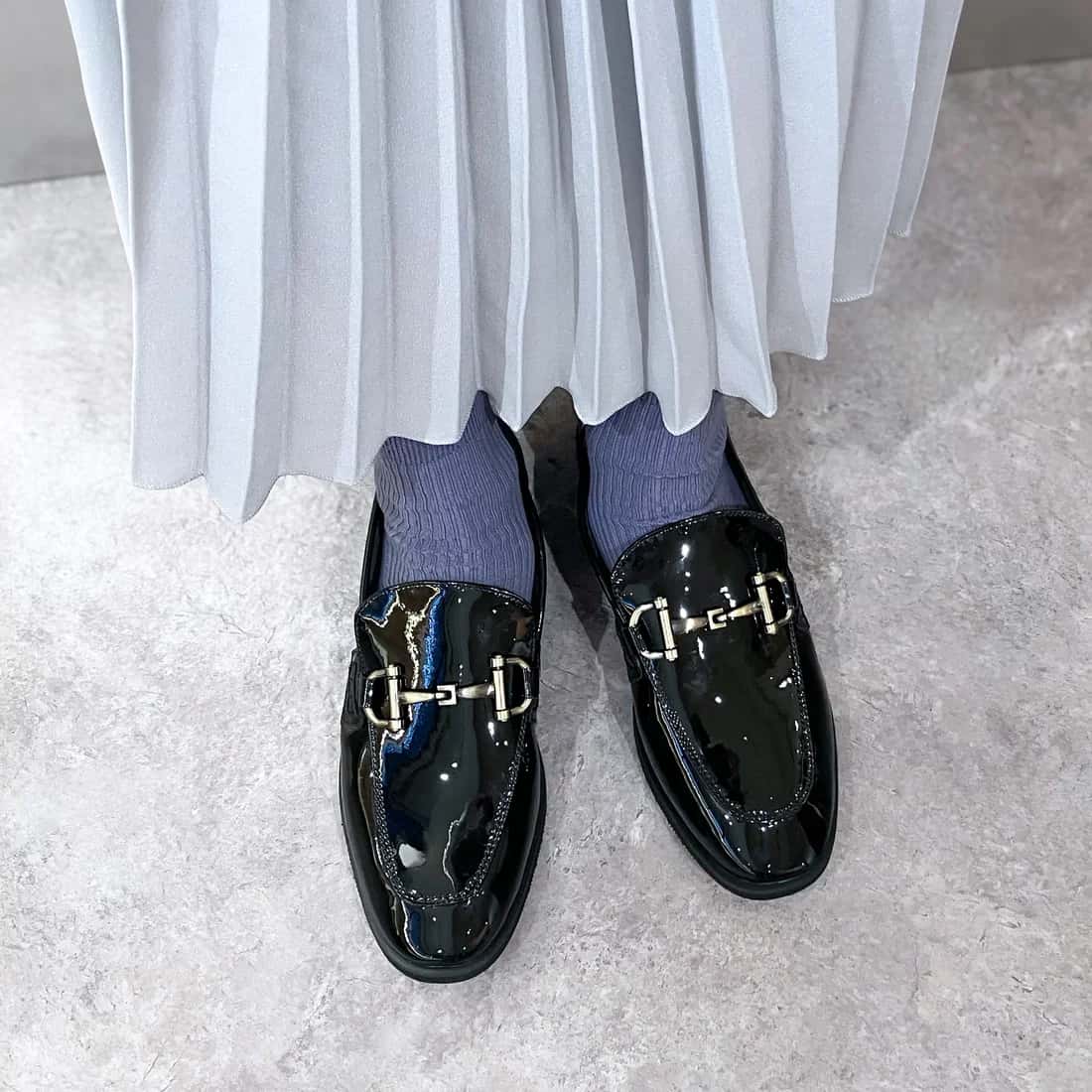 晴雨兼用ビットローファー(ブラックエナメル)