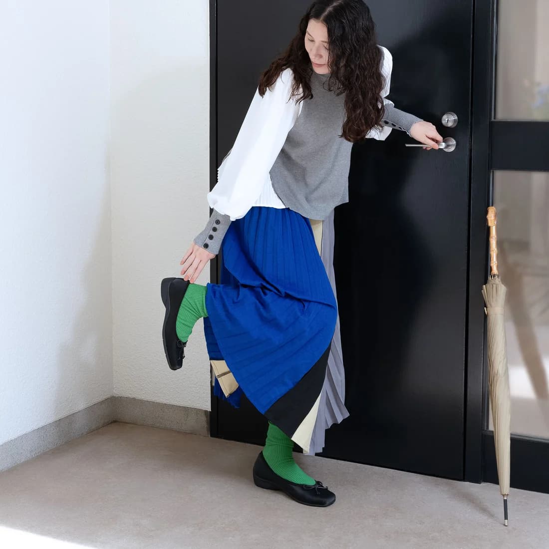 エンチャンテッドenchanted晴雨兼用スクエアトゥバレエシューズ