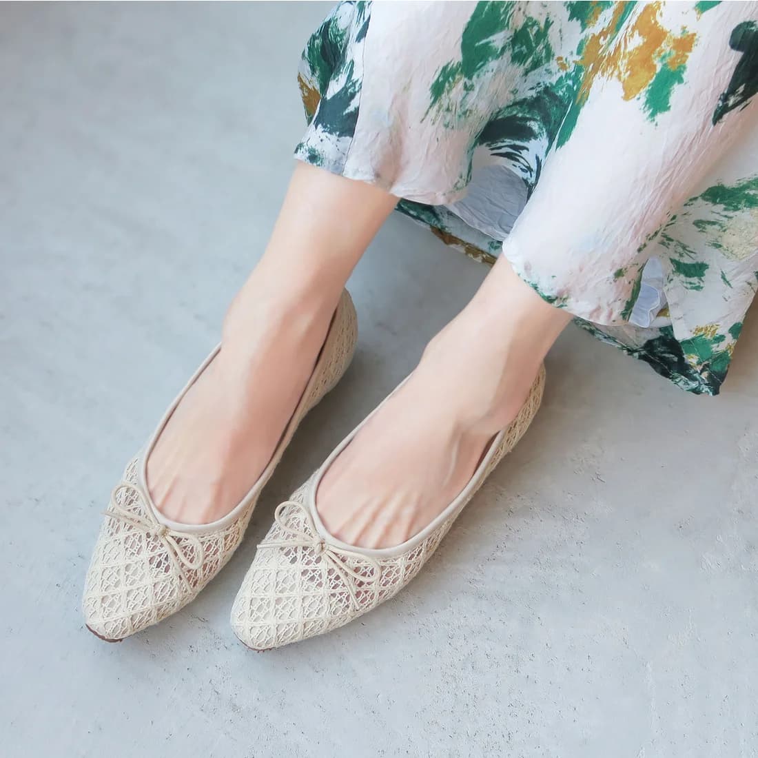 エンブロイダリーチュールバレエシューズ（アイボリー）