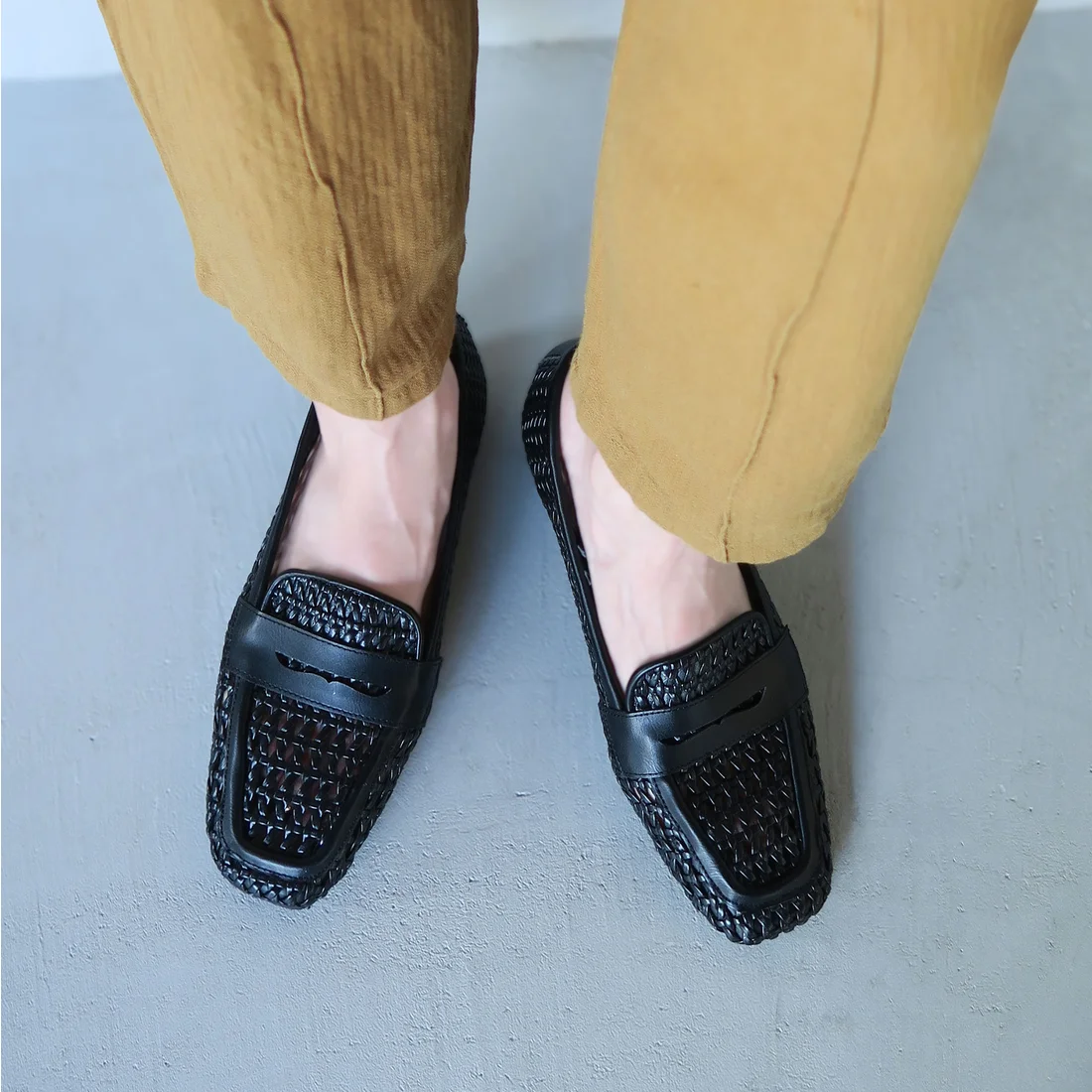 メッシュ3Dインソールローファー （ブラック）