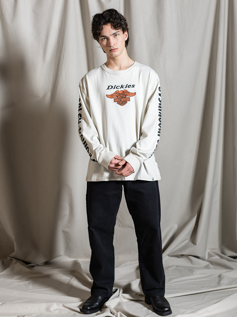 ハーレーダビッドソン HARLEY-DAVIDSON Dickies® x H-D®ヘビーウェイトLS イーグルTシャツ