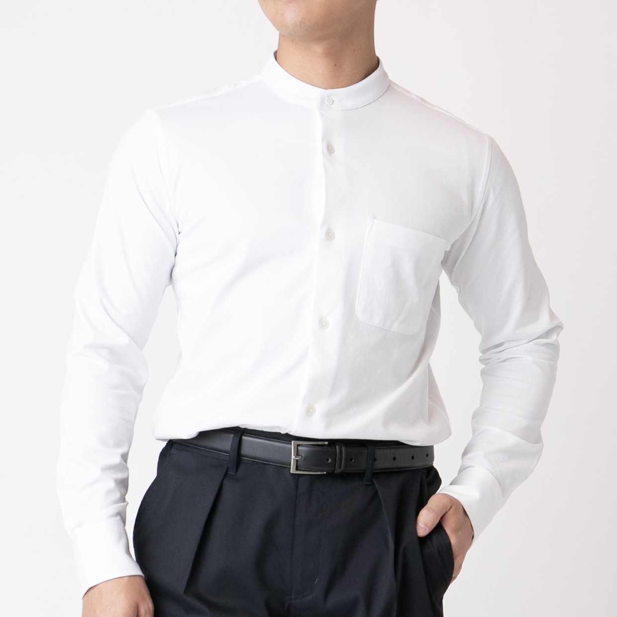 ティーチャースーツ バンドカラーシャツ