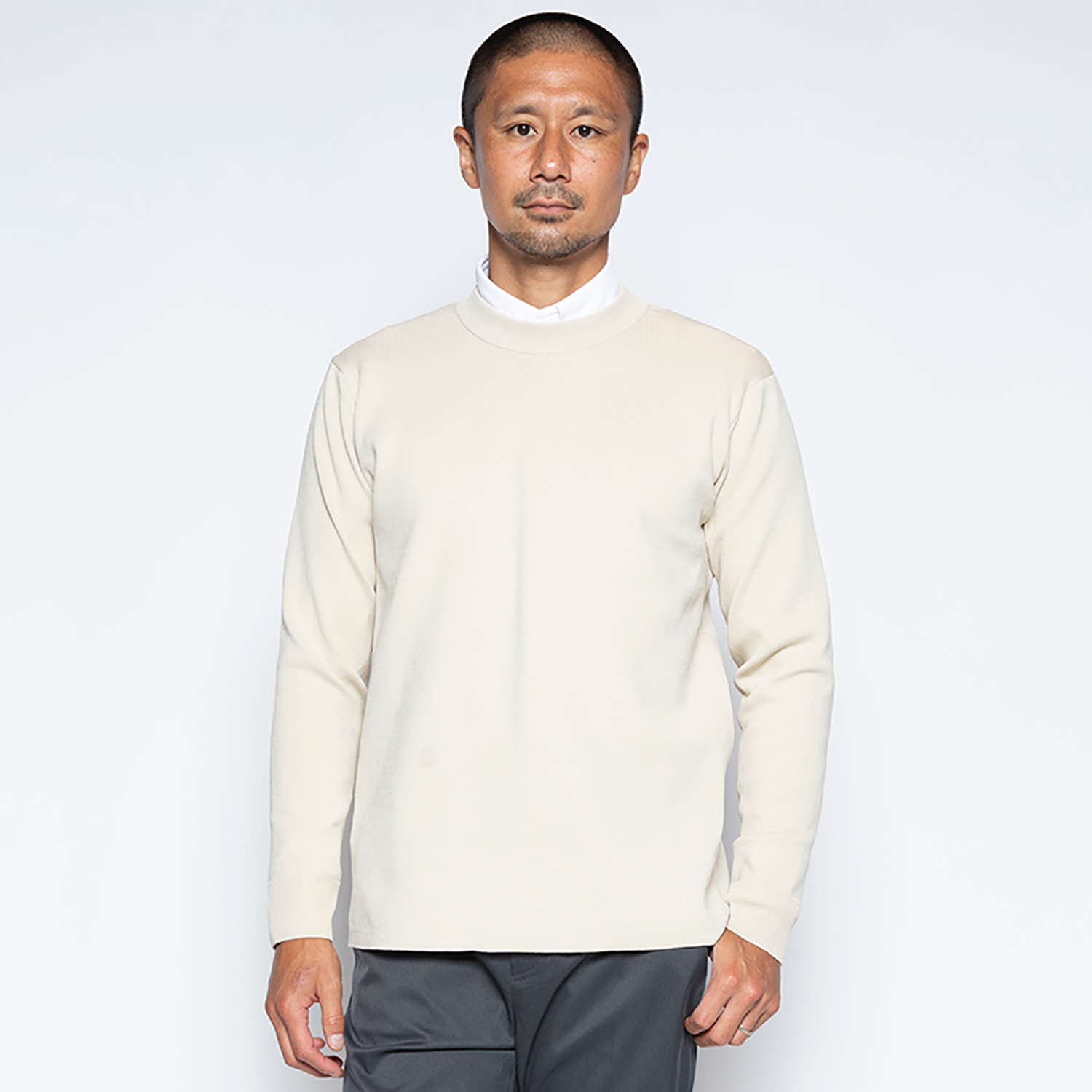 洗えるストレッチニット クルーネック