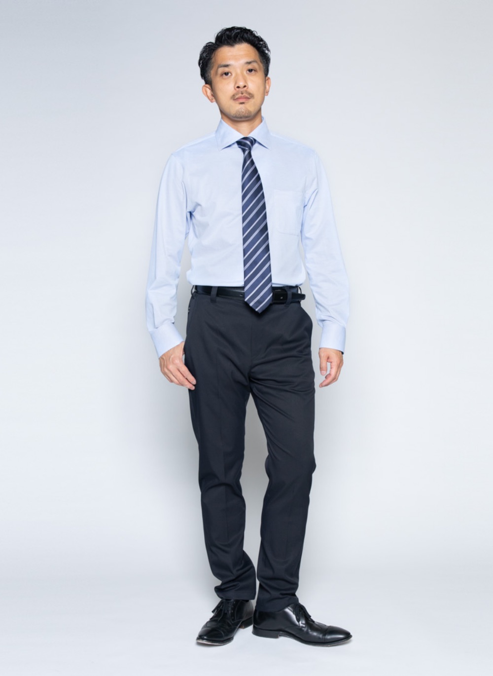 究極のワイドカラーシャツ(サックス)