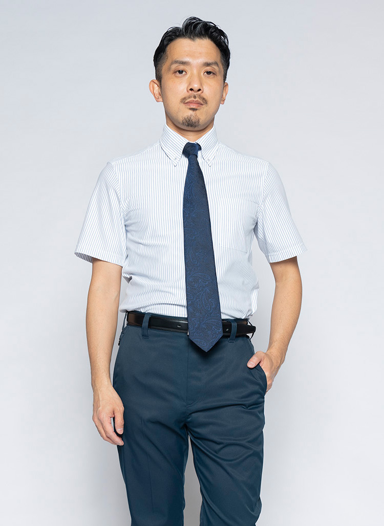 究極の半袖ボタンダウンシャツ(サックス)