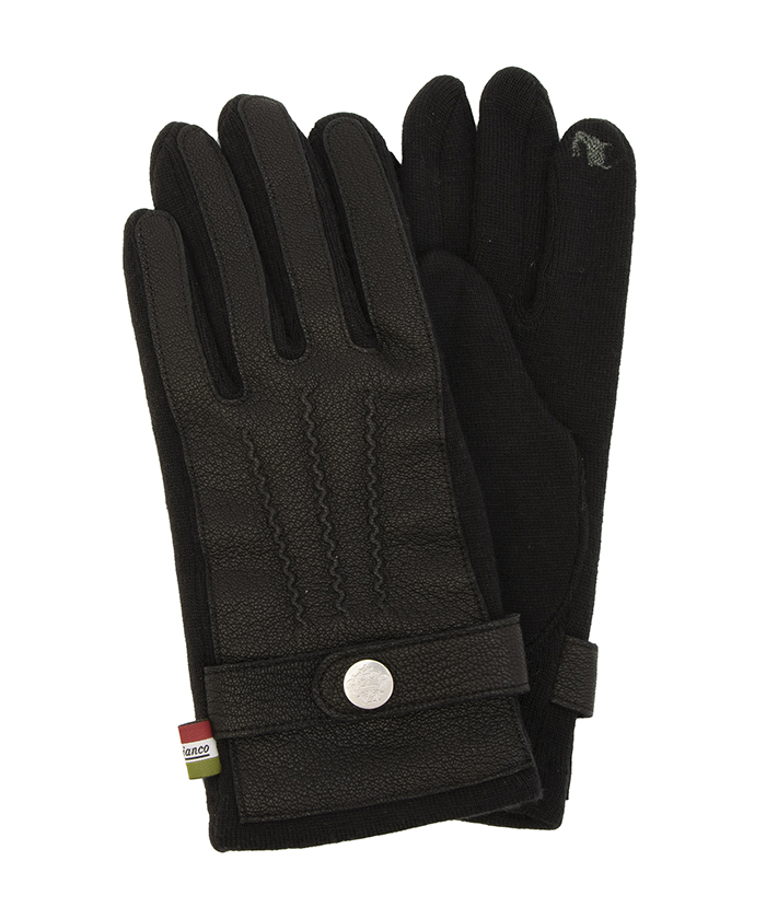 タッチパネル対応甲側レザー付ジャージ手袋