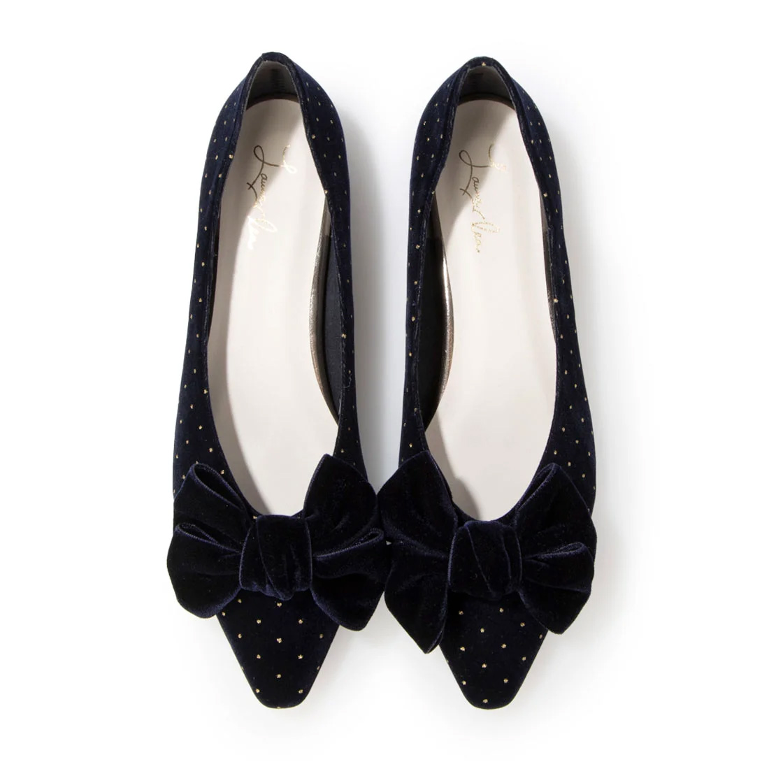 リボンフラットパンプス Navy