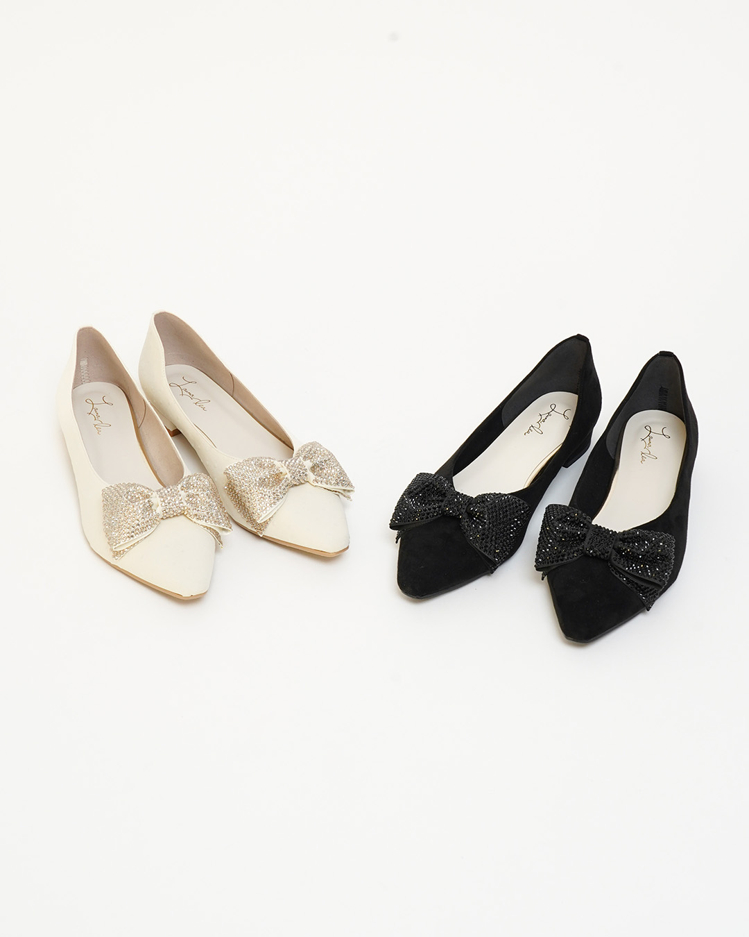 Rhinestone Ribbon Flat Pumps