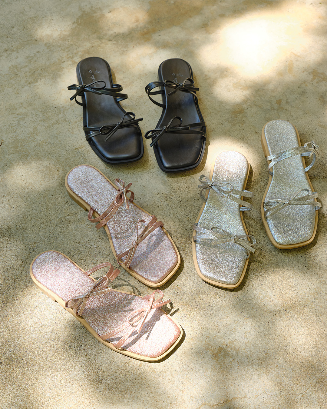 Double Ribbon Flat Sandals