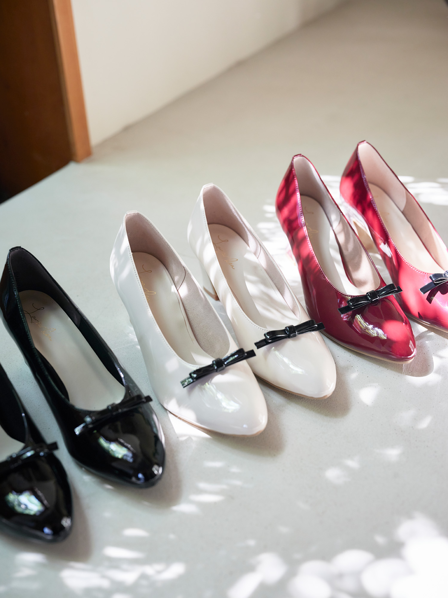 0607 アーモンドトゥリボンパンプス 全色