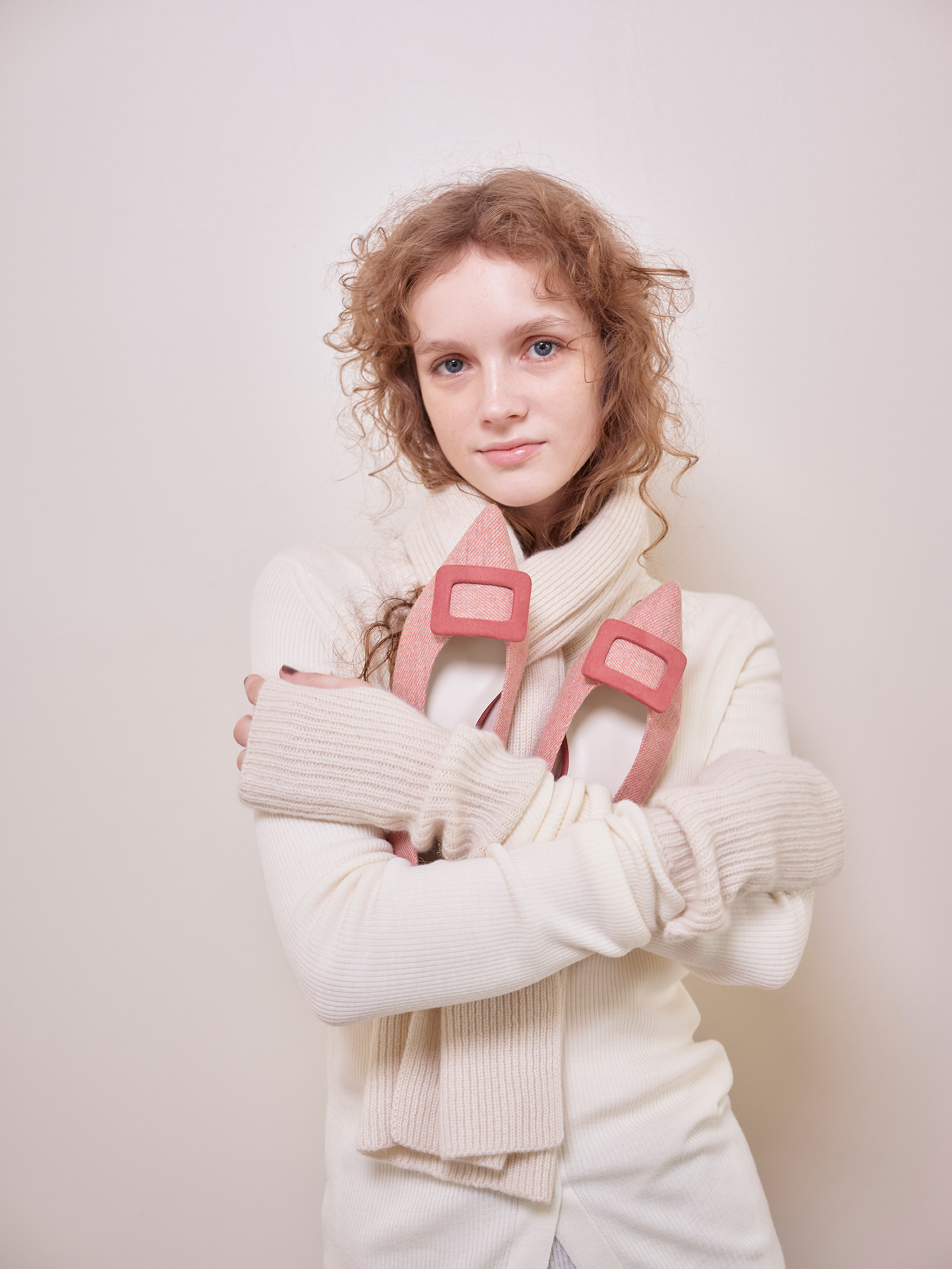 0459A バックルポインテッドトゥパンプス ピンクZ/C