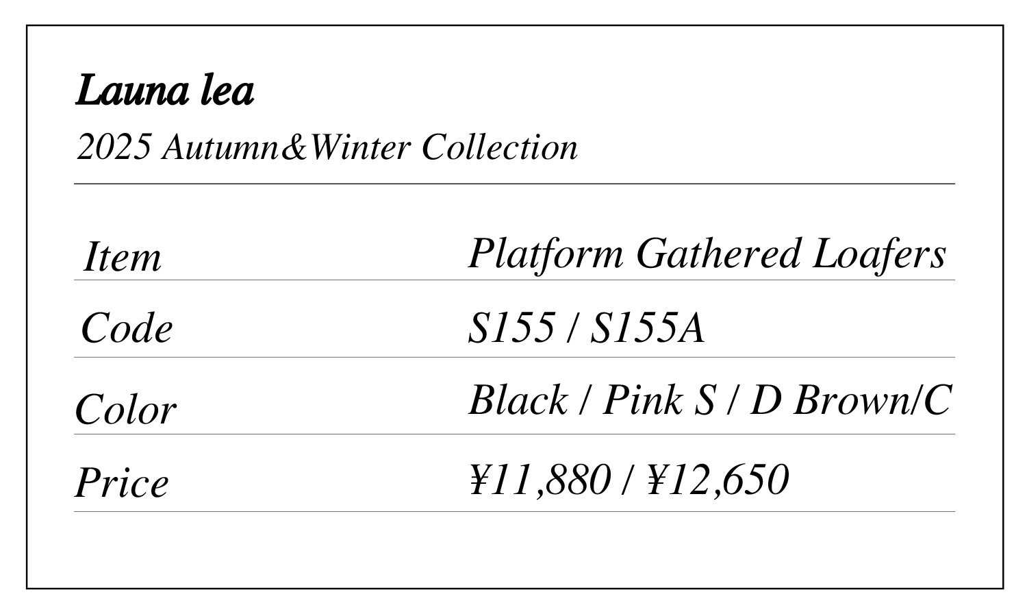 S155 ギャザー厚底ローファー 全色