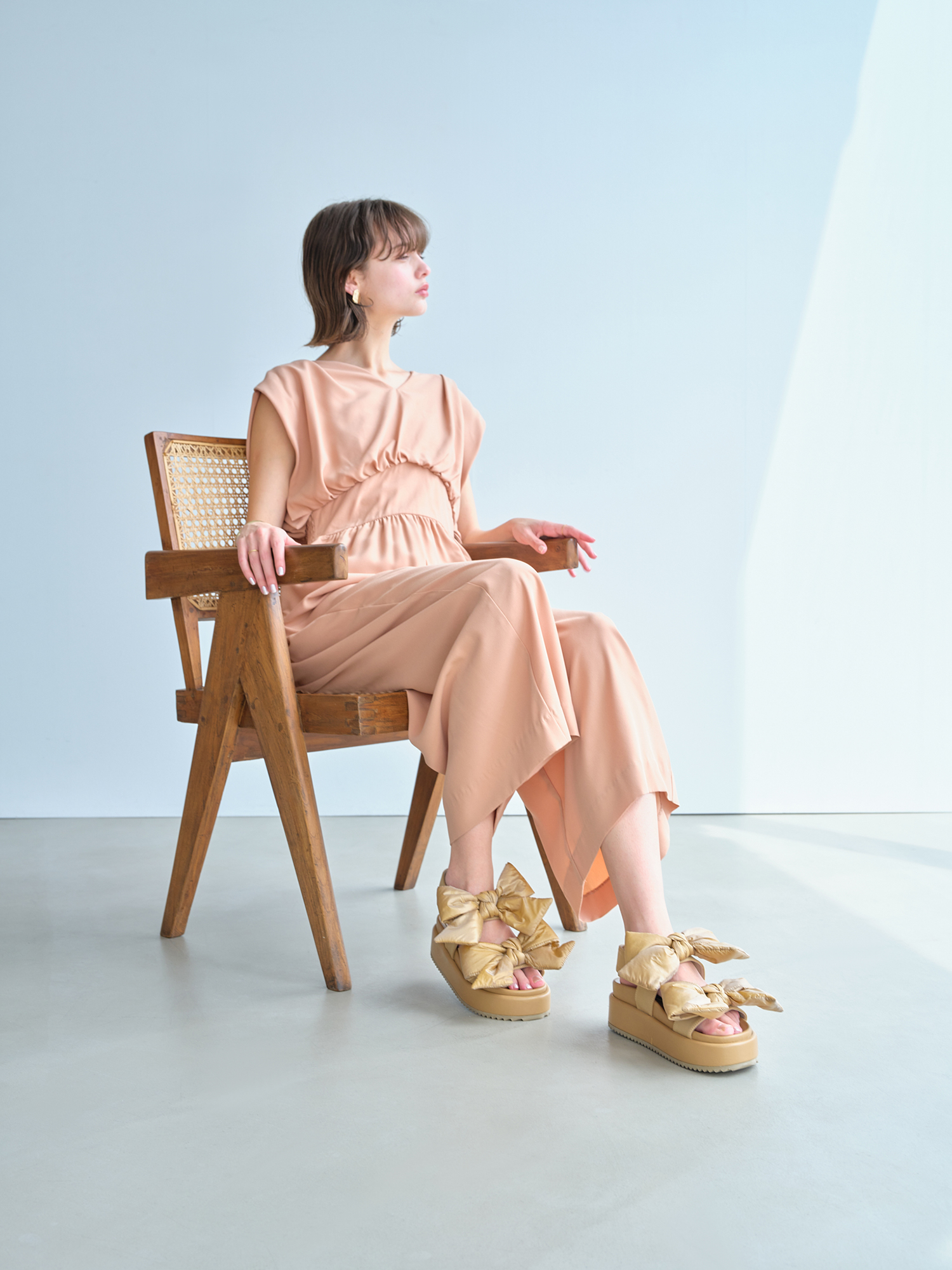 Double Ribbon Platform Sandal