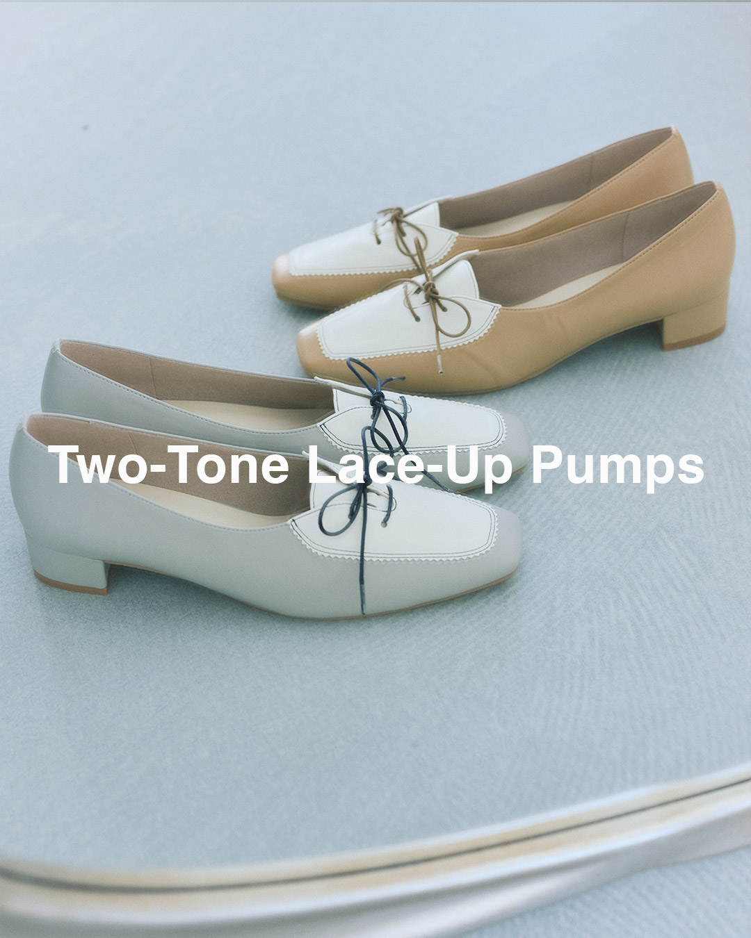 Two-Tone Lace-Up Pumps（0616）