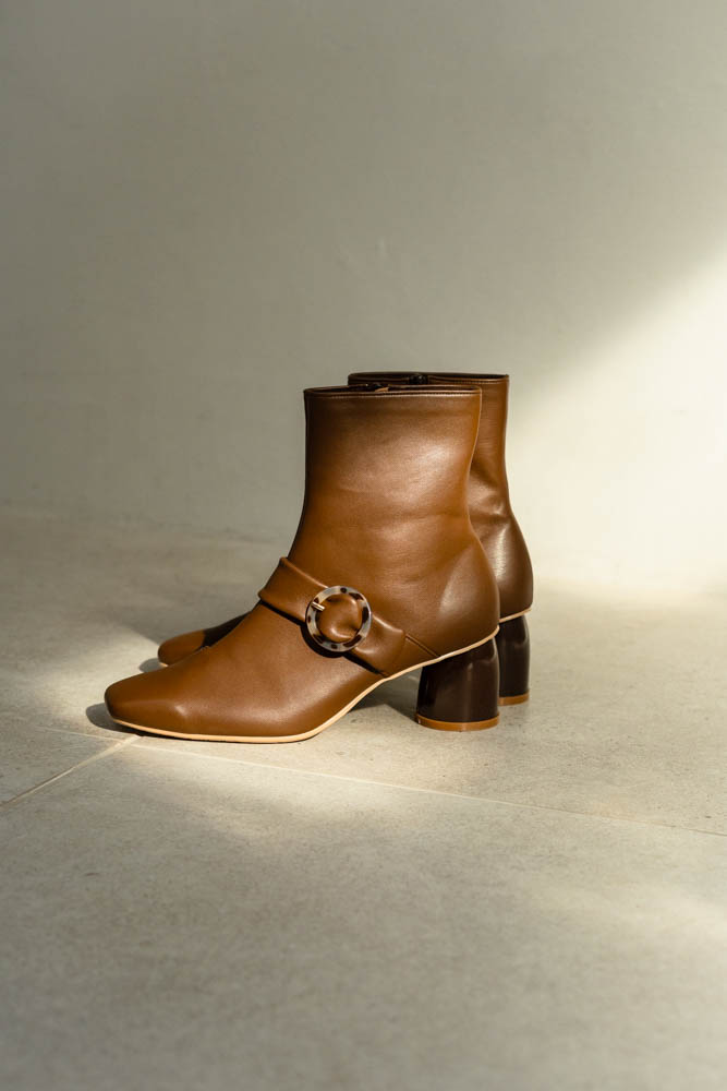 ベルトスクエアトゥショートブーツ(0545)