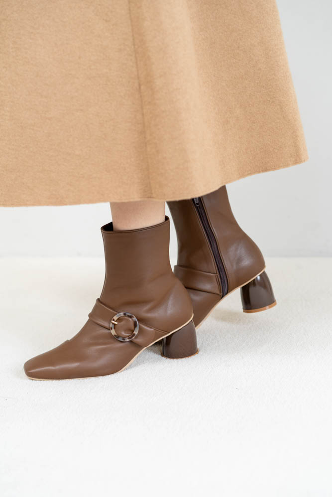 ベルトスクエアトゥショートブーツ(0545)