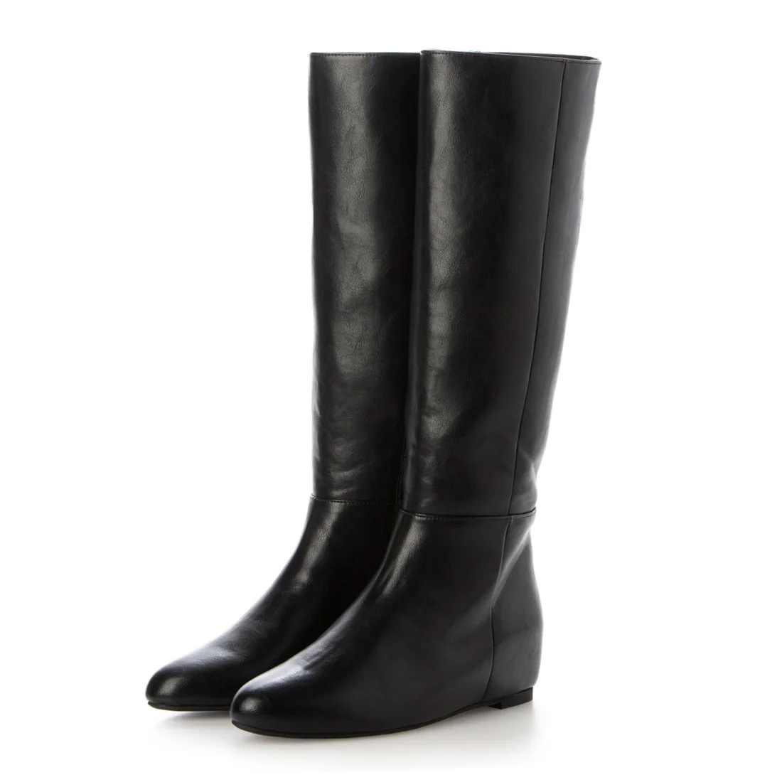 5.0cmインヒールロングブーツ Black