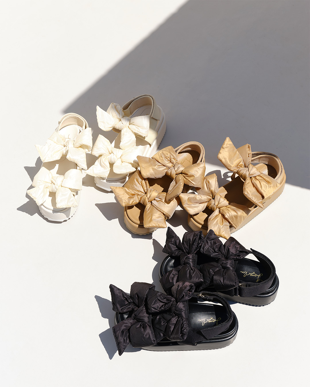Double Ribbon Platform Sandals